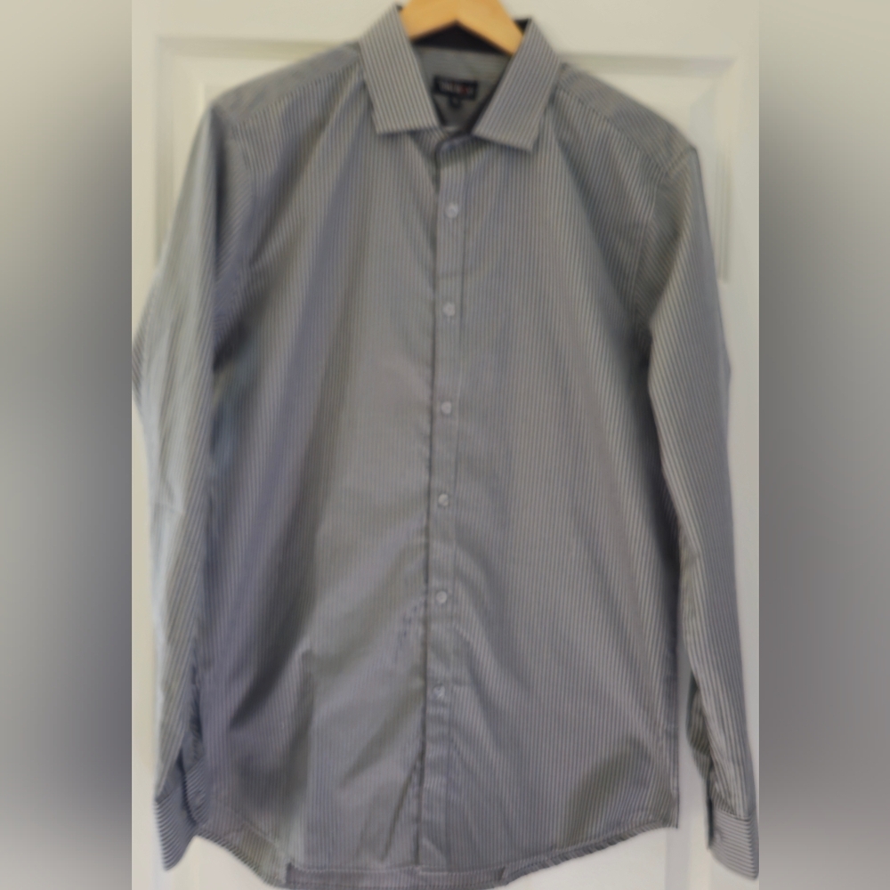 Galaxy By Harvic Men's Pinstripe Shirt - Gray